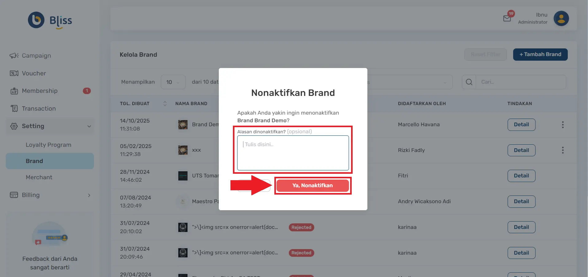 Cara menonaktifkan brand